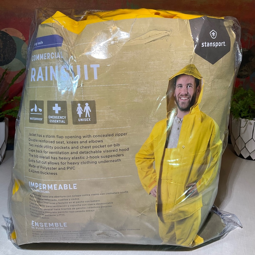 STANSPORT - Heavy Duty Commercial Rain Suit for Work, Fishing, Yellow - Large